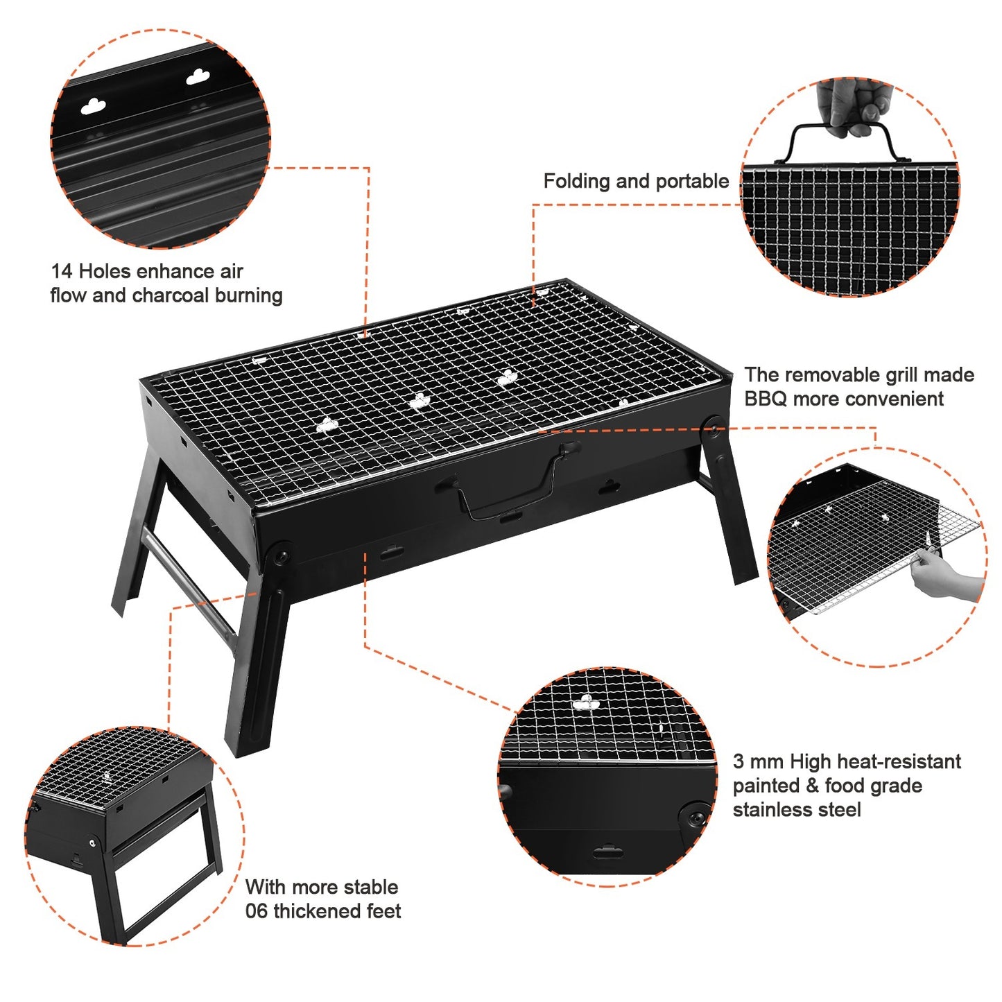 GrillMate Fold-N-Go Charcoal BBQ