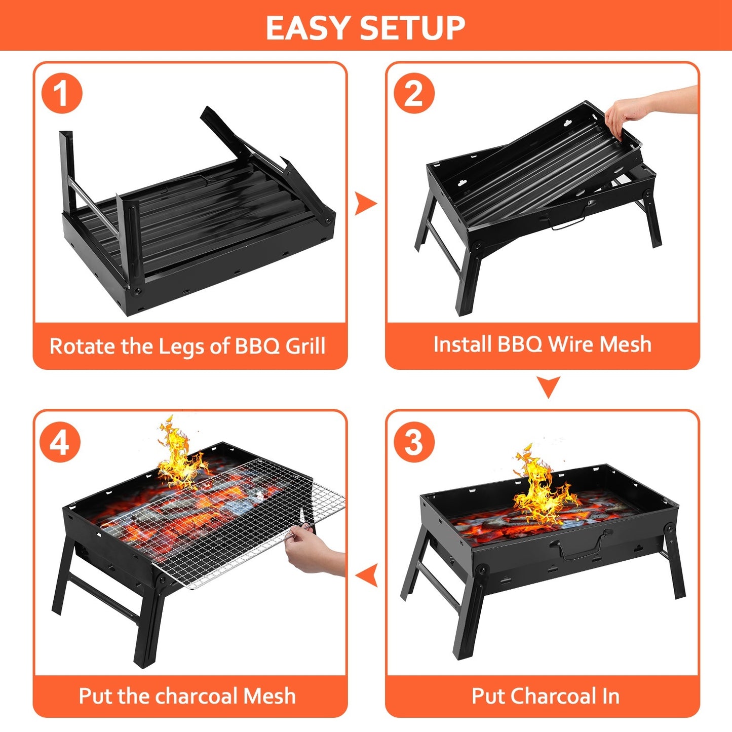 GrillMate Fold-N-Go Charcoal BBQ